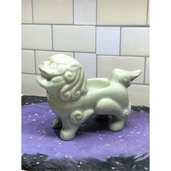 Foo Dog Candle Holder—VNT MCM Celadon Green Asian Style Figure - Picture 13 of 16